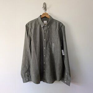 Gap Men's Large Untucked Green Moss Chambray Oxford